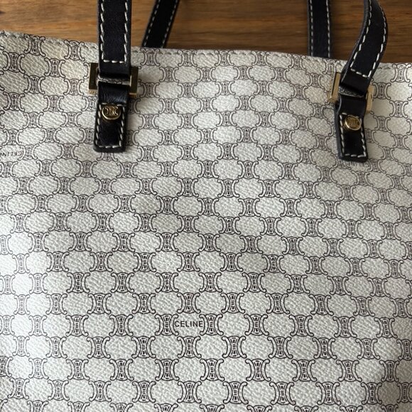 Celine White and Black Geometric Tote Bag - Picture 3 of 11